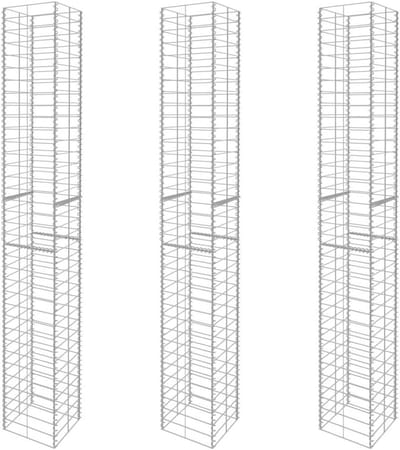 Gabion Manden - Keermuur Gaas - Tuindecoratie Bouwen - Verzinkt Staal - 3 stuks 25x25x197 cm - Zilver