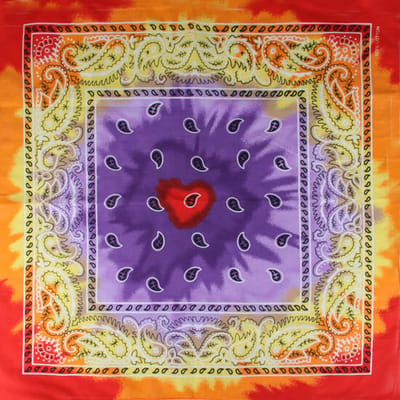 Haarsoires Haarband Bandana Zakdoek 55cm - Tie Dye - Paisley Print - Rood Oranje Geel Paars - Multifunctioneel Accessoire voor Haar, Festivals en Mode - One Size & Unisex