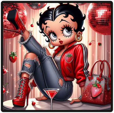 Signs USA - wandbord - dibond - Betty Boop - Strawberry - 35 x 35 cm
