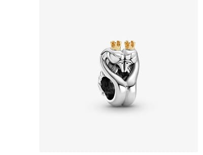 Fler® | Bedel | Past op populaire bedel armbanden | armbandbedel | Twee Zwanen | zwaan bedel | Liefde | Kroontjes | Bedel Charm | 925 Sterling Zilver | Goudkleurig | Armband Kraal | Cadeau |