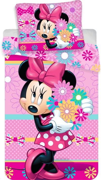 Disney Minnie Mouse Dekbedovertrek Flowers - Eenpersoons - 140 x 200 cm - Katoen