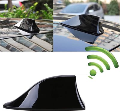 Haaienvin-Antenne Voor Auto,Universele Videoantennes Auto Antenne met AM/FM -radiosignaal met waterdichte zelfklevende basis voor auto SUV-vrachtwagen (zwart)