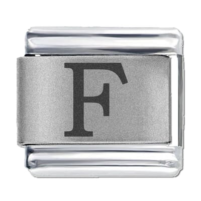Schakel - Bedel - 9mm Charm - Letter F - Laser Alfabet - Charms - Geschikt voor Italiaanse Bedelarmband - Schakelarmband - Italiaanse Schakelarmbanden