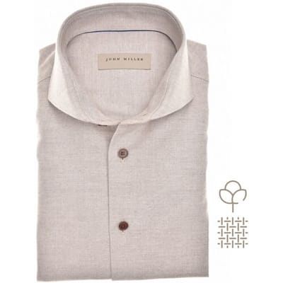 John Miller Overhemd Cutaway Collar Cotton Flanel Licht Bruin / male