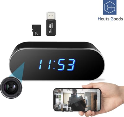 Heuts Goods - Spy Camera Klok - Verborgen Camera - Spy Camera - WiFi met App - Nachtzicht - Bewegingsdetectie - Incl. 32GB Micro SD Kaart en kaartlezer - FULL HD 1080P - Met NL Handleiding - Zwart