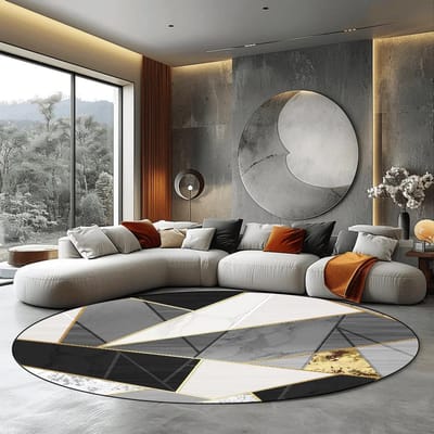 Luxe Modern Grijs Rond Tapijt voor Woonkamer Huisdecoratie Grote Vloerkleden Slaapkamer Tapijt Antislip Vloermat Stoelmatten Wasbaar 60cm 23.6 in