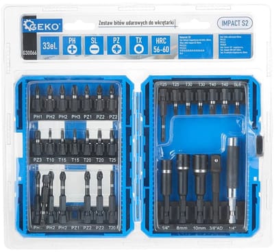 GEKO 33-delige impact bits set - S2 staal - magnetische houders - veelzijdige maten