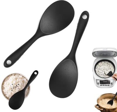 Dailygoods- Rijstkoker 2 stuks - Rijstlepel/scheplepel - Siliconen - Antiaanbaklaag - Ruimtebesparend - Duurzaam materiaal - Kookgerei