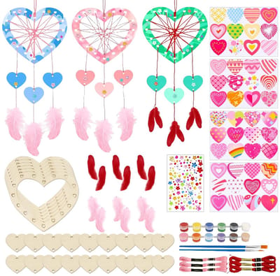Dailygoods- Liefdesnetten handgemaakt - Houten decoratie - 4 stickers