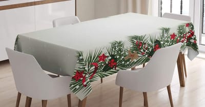 ABAKUHAUS kersttafelkleed, Branch Berry, print met heldere kleuren zonder te vervagen, wasbaar voor binnen- of buitenruimte, 140 x 200 cm, meerkleurig