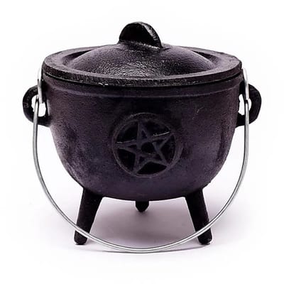 Cauldron (heksenketel) pentagram - 12x9.5 - 1080 - Gietijzer - Zwart