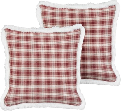 BROOKIES - Sierkussen set van 2 - Donkerrood - 45 x 45 cm - Polyester