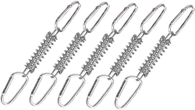 Spanveren Set 10cm - 5 Veren + 5Haken voor Windbestendig Tentzeil & Tuinscherm - Snel Bevestigen Campingaccessoires (Zilver)
