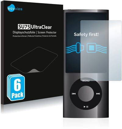 Savvies - Screenprotector voor Apple iPod nano 2009 (5. Gen.) - Folie Beschermfolie transparant 6 Stuks