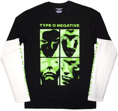 Type O Negative - Faces Longsleeve shirt - M - Zwart/Wit