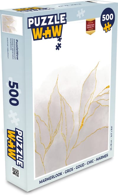 Puzzel Marmerlook - Grijs - Goud - Chic - Marmer print - Legpuzzel - Puzzel 500 stukjes