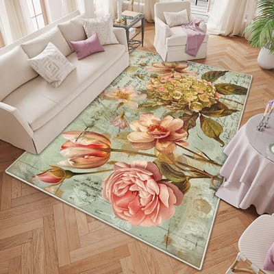 Moderne Stijl Bloemendesign Decoratie Slaapkamer Tapijt Antislip Woonkamer Kleed Grote Maat Garderobekast Kaptafel Mat Makkelijk Schoon te Maken 60*90cm