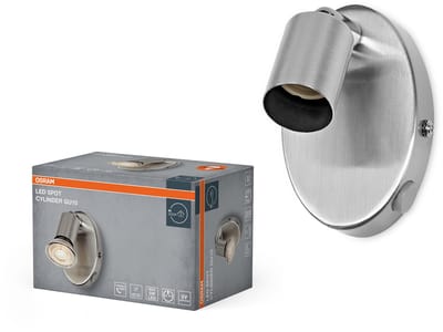 OSRAM LED Spot Cylinder plafondspot GU10, wandspot, Geborsteld Nikkel, Staal, draaibaar, AAN/UIT schakelaar