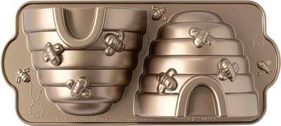 Bijenkorf Cakevorm - Bundt Cakeblik 3D Bakvorm - Taarten Bakken - Gegoten Aluminium - 10 Koppen Capaciteit - Goud