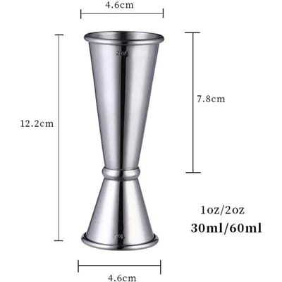 15/30ml of 30/60ml Dubbele Maatbeker Roestvrij Staal Cocktailshaker Drank Spirit Maat Jigger Keuken Bar Barware Gereedschap zilver
