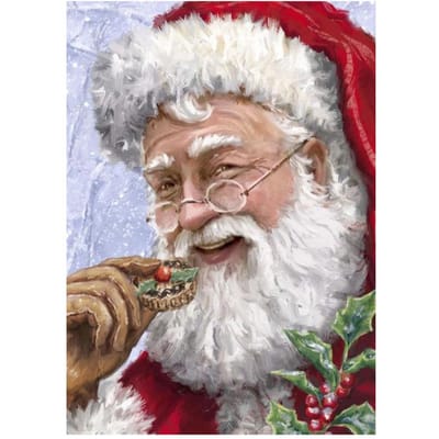 Peinture Diamant Ronde Complète Point de Croix Broderie Père Noël Gentiment DIY 5D Mosaïque Décoration de Maison 20X30CM gray