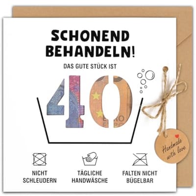 Geldgeschenk 40e Verjaardag - Grappige Verjaardagskaart met Envelop voor Mannen en Vrouwen