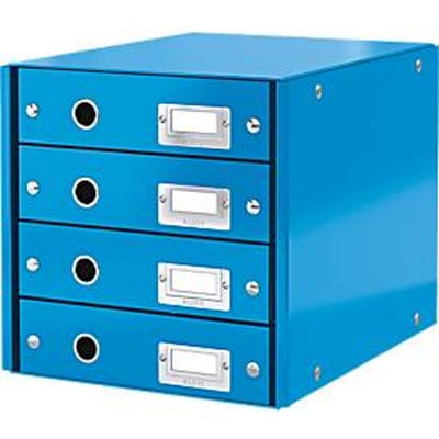Leitz Wow Click & Store Ladekast Met 4 Laden - 81% Gerecycled Karton - Voor A4 Formaten - Ruimtebesparende Opberger - Blauw