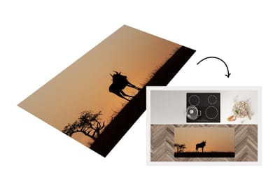 Keukenloper - Loper keuken - Silhouet van een gnoe tijdens zonsondergang - 120x60 cm - Keukenloper vinyl