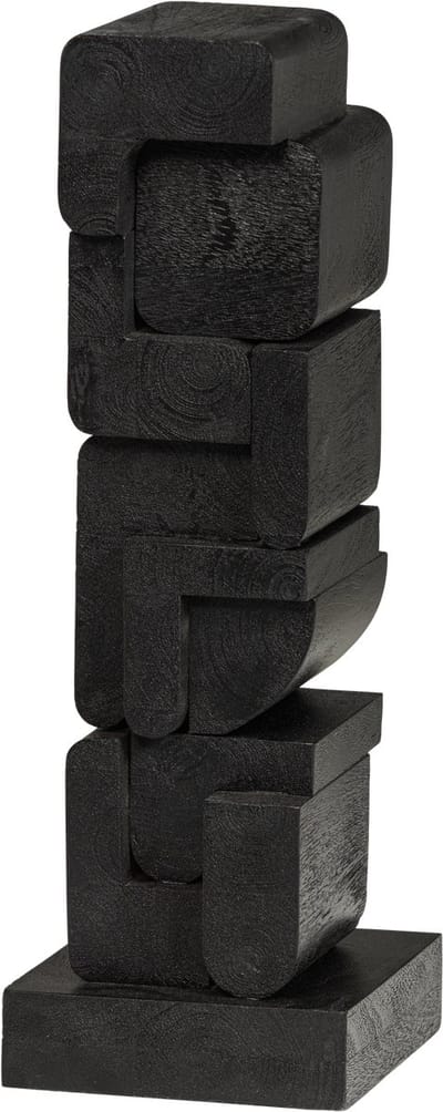 WOOOD Isan Sculptuur Ornament - Hout - Zwart - 53x18x18