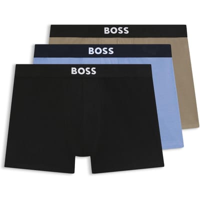Boss Boxershorts van polykatoen voor heren (set van 3) (Blauw/Zwart/Beige)