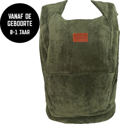 ByKay Tiny Click - draagzak baby - ergonomisch - newborn - broekmaat 50 tot 74 - groen - Rib Moss Green
