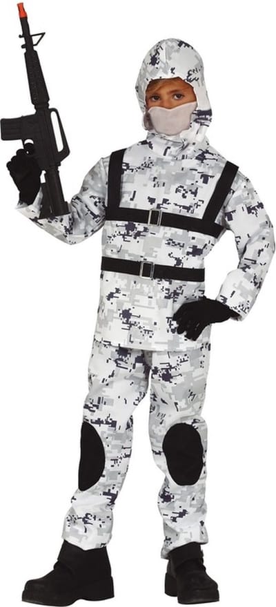 Soldaat Carnaval verkleedkleding setje - Soldaat special Forces - winter - jongen/meisje - leger thema 122/134