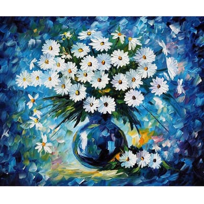 Bricolage 5D plein diamant peinture point de croix Vase petite marguerite mosaïque diamant broderie couture 20X30CM black