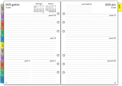 Weekly planner A5 2026/2027 met 6 gaten, 1 week op 2 pagina's, tabs, notities en contactgegevens, 100 g/m² hervulpapier, organizer en agenda 153 x 21 mm
