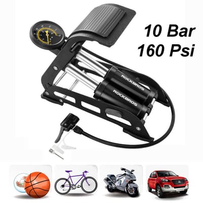 PRO Voetpomp - Fietspomp met drukmeter 160 Psi - Dubbele Cilinder en Manometer - Autobanden - Fietsenband - Motorband