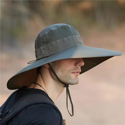 Heren Grote Maat Zomer Buiten Visserij Hoed Heren Grote Rand Waterdichte Hoed Ademende Zonbescherming Strand Bucket Hoed Pet Unisex gray