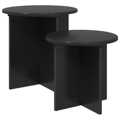 vidaXL - Bijzettafelset - 2 - st - Zwart - eiken - Ø - 45 - x - 45 - cm - Geconstrueerd - hout