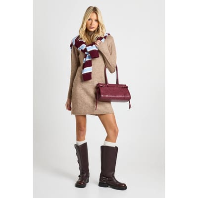 boohoo Dames High Neck Super Soft Gebreide Mini Jurk | Hazelnoot | Maat: XS