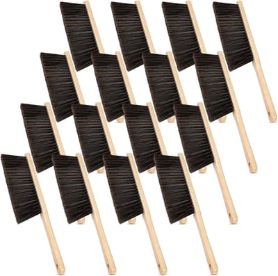 Houten Stofborstels - Handbezems Zachte Haren - Effectief Schoonmaken - Lange Houten Handgrepen - 16 Stuks Set - Natuurlijk Hout