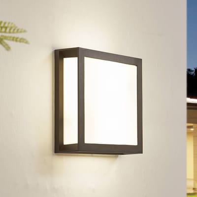 Lindby - Wandlamp buiten - 2lichts - Aluminium, kunststof - H: 26 cm - E27 - zwart, wit