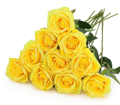 Dailygoods- Kunstrozen 10 Stuks - Lange Steel 53,85 cm - Realistisch - Voor Bloemenarrangementen - Tafeldecoratie - Duurzaam Materiaal - Neprozen