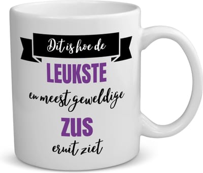 Akyol - leukste zus eruit ziet koffiemok - theemok - Zus - beste zus - verjaardagscadeau - cadeau voor zus - gift - kado - 350 ML inhoud