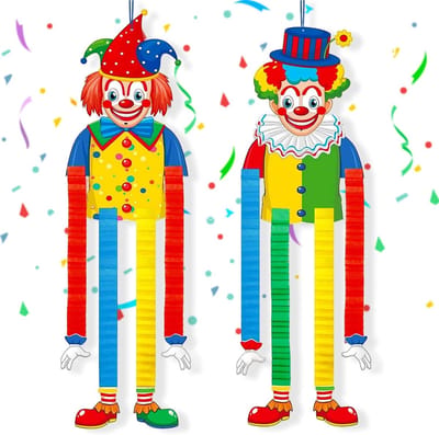 Clown Banners - Carnaval Decoratie - Feest Versieren - Hangende Decoratie - 90 x 30 cm - Multicolor