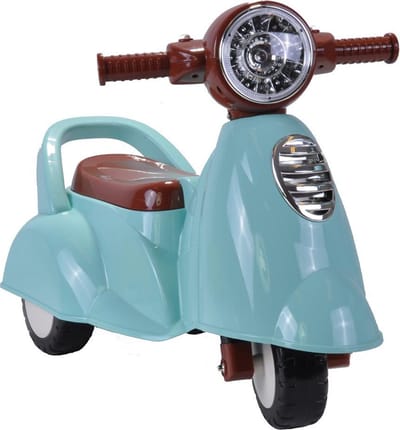 Bandits & Angels Loopauto Scooter Retro vanaf 1 jaar voor Jongens en Meisjes Mint - Blauwe Loop Scooter met Claxon - Voor Binnen en Buiten - Met Opbergruimte