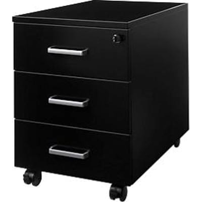 Verrijdbare ladeblok 333 - 3 laden - plaatstaal met poedercoating - B 420 x D 600 x H 570 mm - zwart – ons merk Schäfer Shop Pure