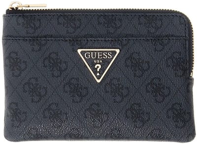 GUESS kaarthoes sleutelgeval Laurel II SLG Key Ring Pouch Coal Logo donkergrijs