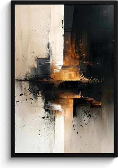 Poster in lijst - Fotolijst 60x90 cm - Posters - Modern - Zwart - Verf - Goud - Posterlijst zwart - Decoratie - Wanddecoratie woonkamer - Muurdecoratie slaapkamer