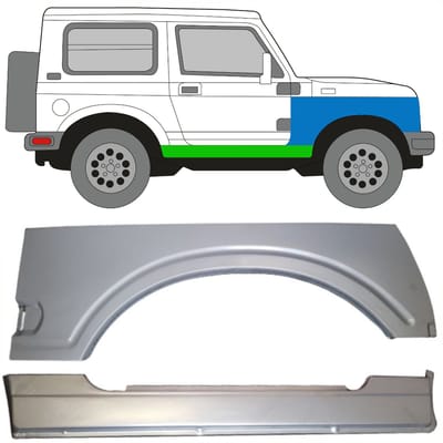 Volledige dorpel + reparatiepaneel voorste spatbord voor Suzuki Samurai 1981-