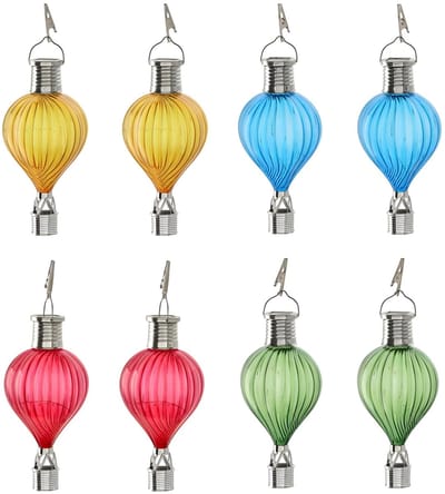 Cepewa LED ballonhangers - 8x - multicolor - H17 cm - luchtballon - tuinverlichting/buitenlamp