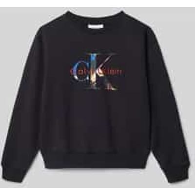 Sweatshirt met labelstitching en ronde hals